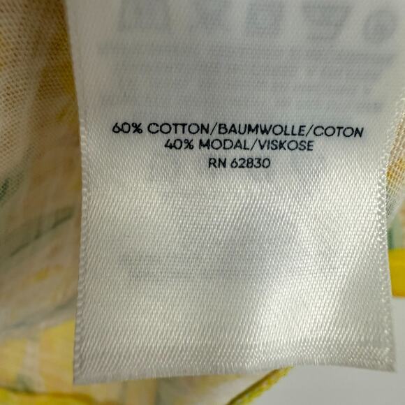 NWT Lands End Slub Jersey Tunic Swing Top Women XL Yellow Lemon Check 3/4 Sleeve - Picture 8 of 10